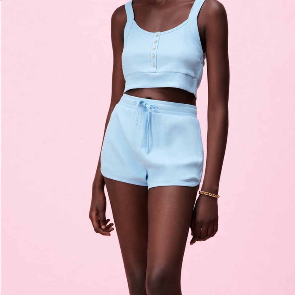 NWT Zara Ribbed Light Blue Shorts